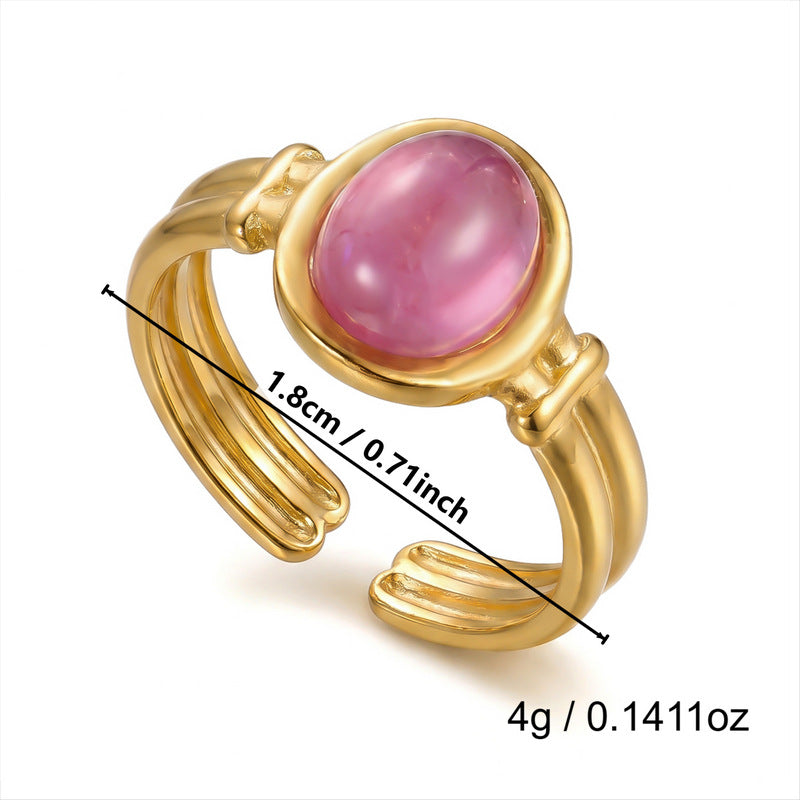 Wholesale Vintage Texture Tiger Eye Stainless Steel Multi-Layer Stacked Ring Jewelry Accessory