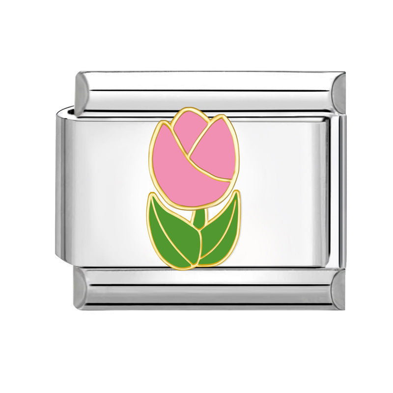 Wholesale Italian Charm Bracelet 9mm DIY Splicing Fruits and Vegetables Stainless Steel Composable Bracelet