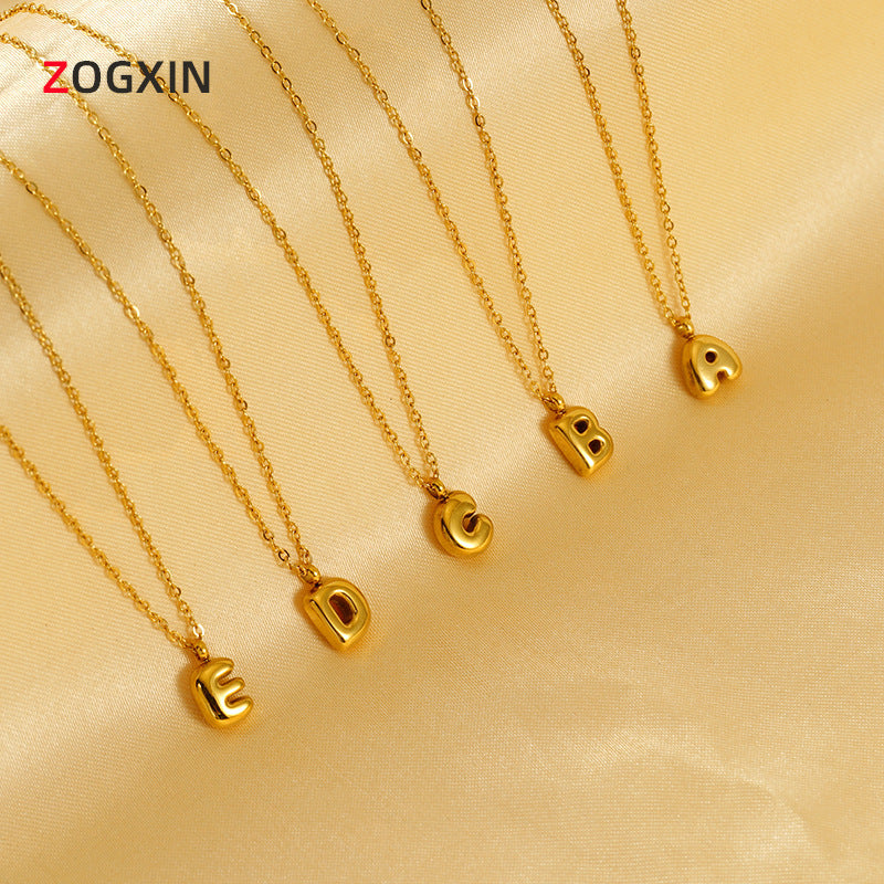 Wholesale titanium steel 26 English letter necklace