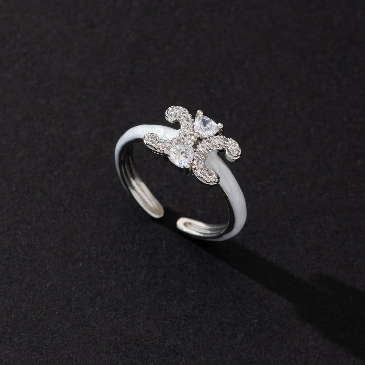 Wholesale Cold Style Vintage Cross Hollow Zircon Open Ring Chic Fashion Accessory For Everyday Wear