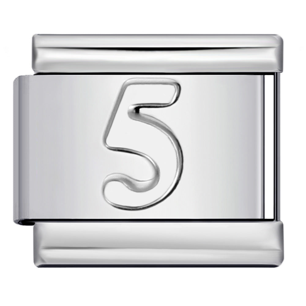 Wholesale Italian Charm Bracelet 9mm DIY Splicing Removable Arabic Numerals Stainless Steel Composable Bracelet