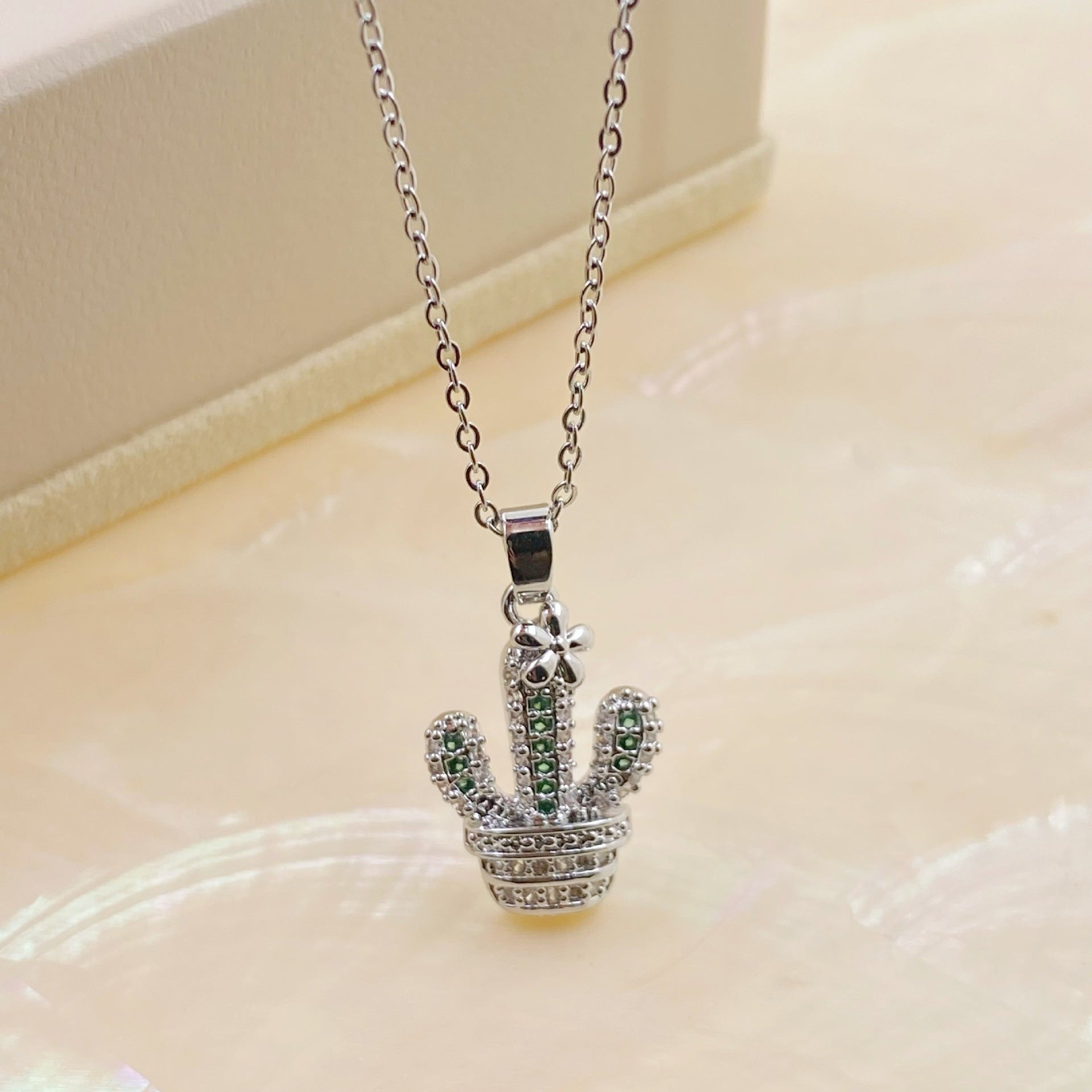 Wholesale Diamond Cactus Pendant Necklace