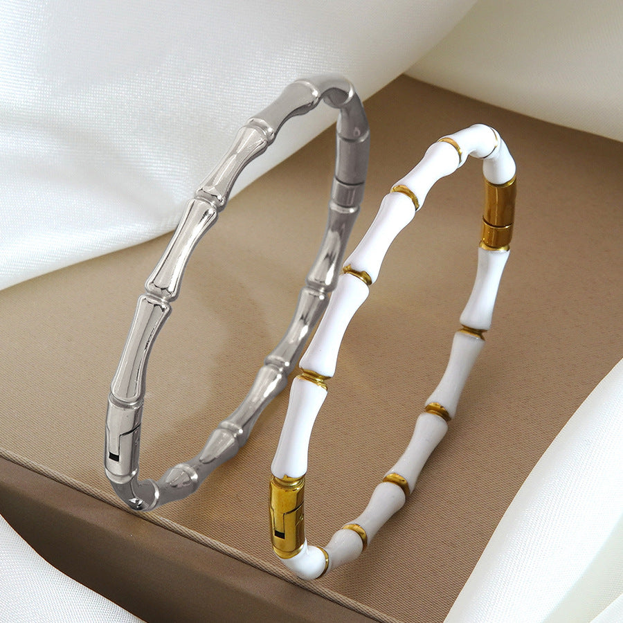 Wholesale Stainless steel bamboo bracelet plated with 18k gold