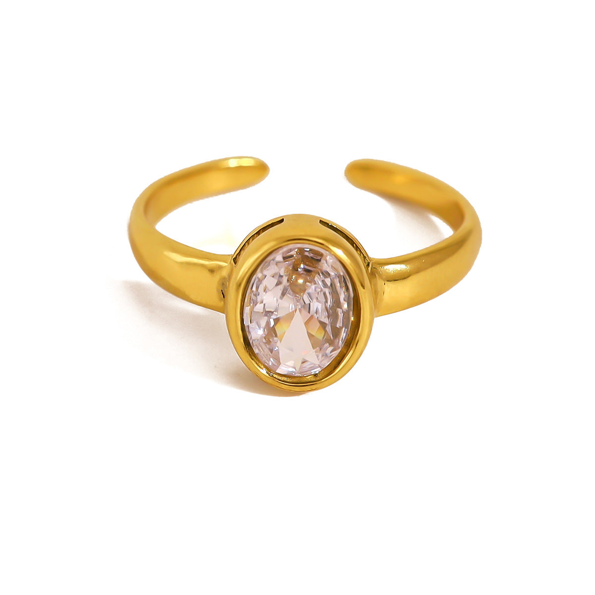 Wholesale  Stainless Steel Oval Zircon Ring