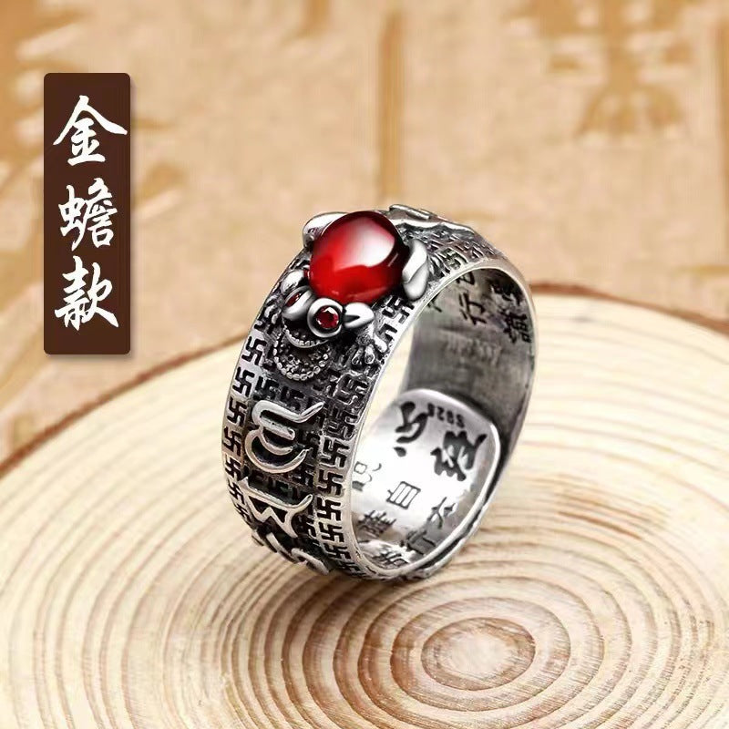 Wholesale Thai Silver Pixiu Ring Unisex Adjustable Buddhist Jewelry Accessory Gift Boutique