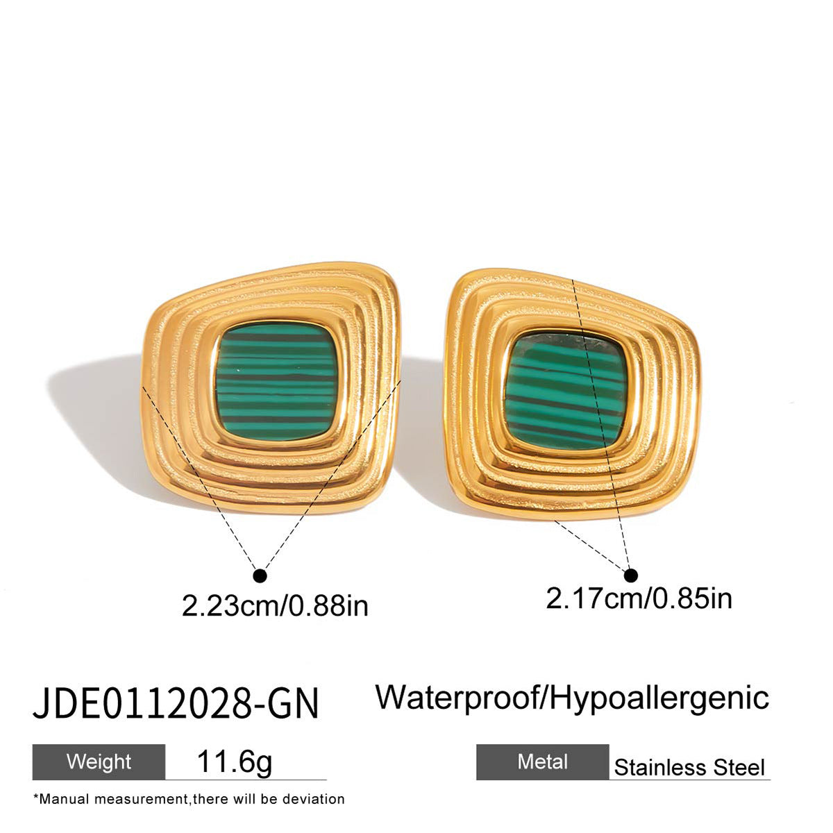 Wholesale  18K gold stainless steel black resin geometric rib irregular square rings