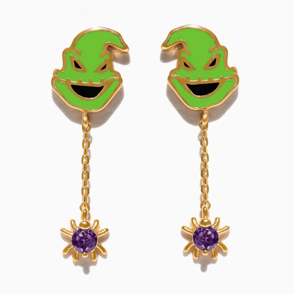 Wholesale Halloween Plated 18K Real Gold Cartoon Pumpkin Ghost Zircon Earrings suit