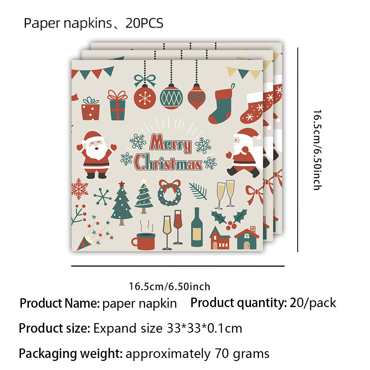 Wholesale Christmas Eve themed party supplies tableware  cake decoration paper set