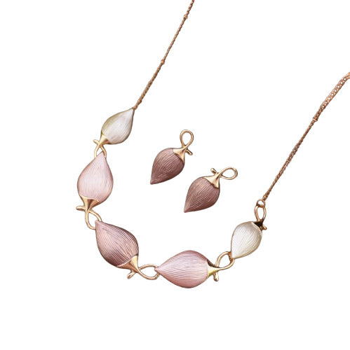 Wholesale Color Oil-painted Chestnut Earrings Necklace suit