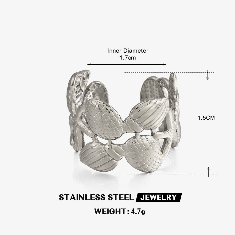 Wholesale Stainless Steel Ocean-Themed Starfish and Shell Rings,  Fashion Jewelry Accessory for Vacation Style