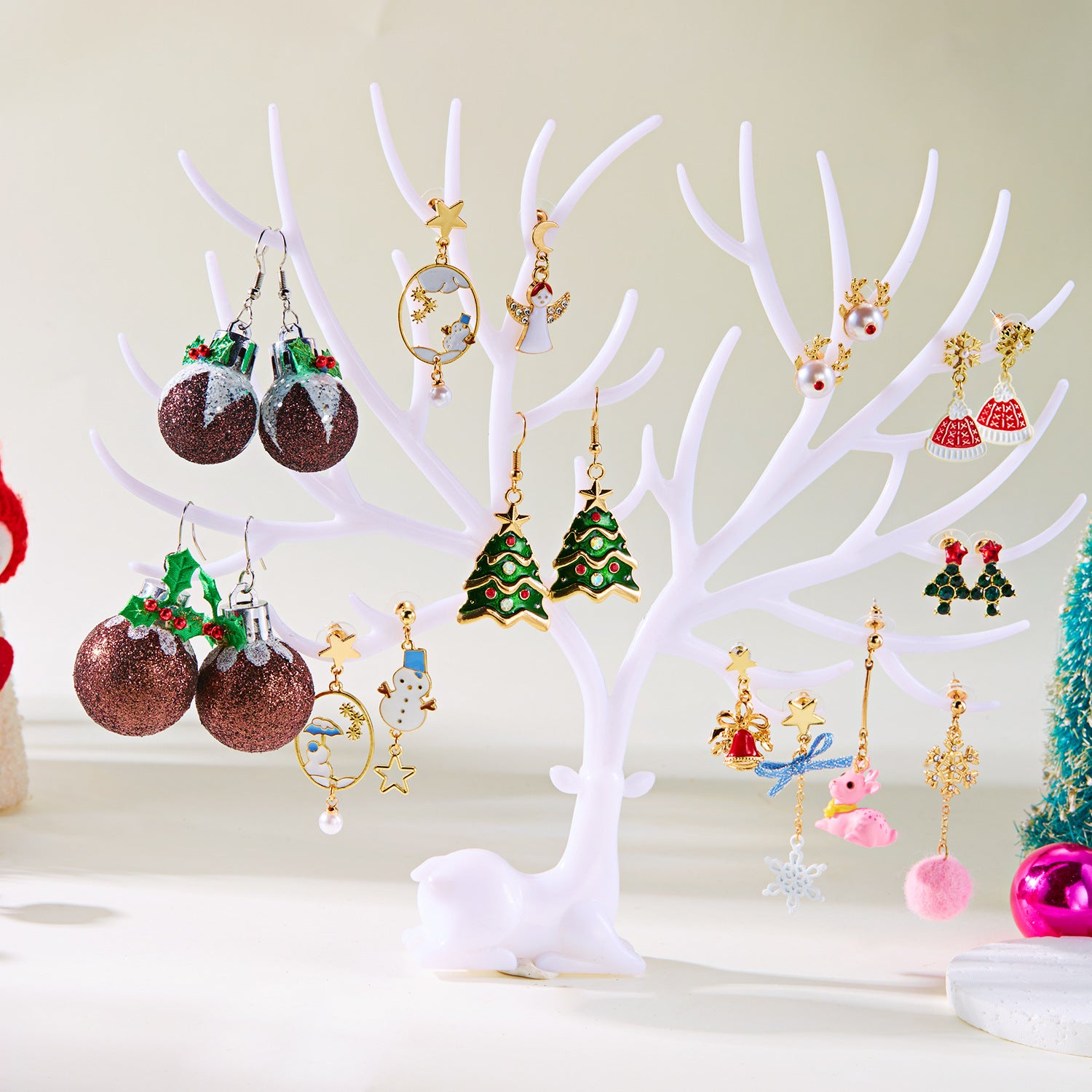 Wholesale Christmas Tree Bow Wreath Bell Earrings