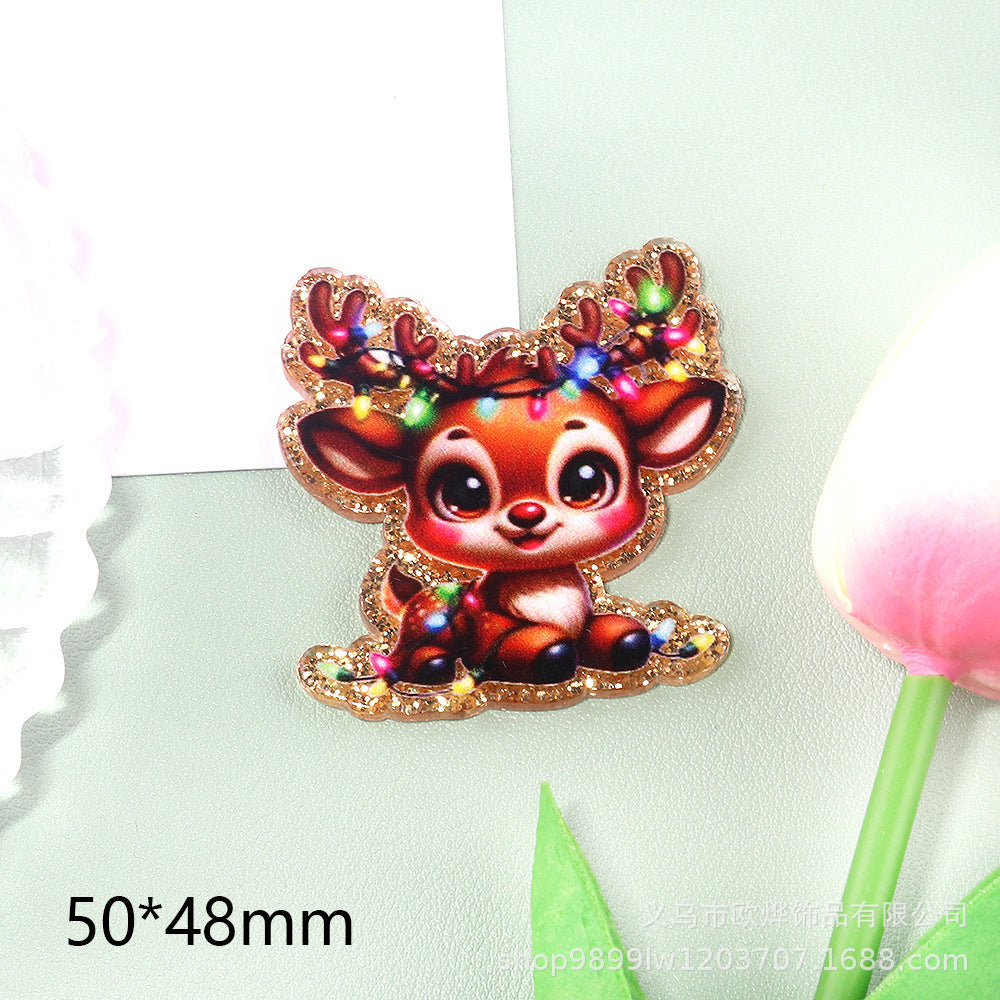 Wholesale 10pcs DIY Flatback Cartoon Christmas Acrylic Flatback Badge Reels Retractable Keychain DIY Accessories