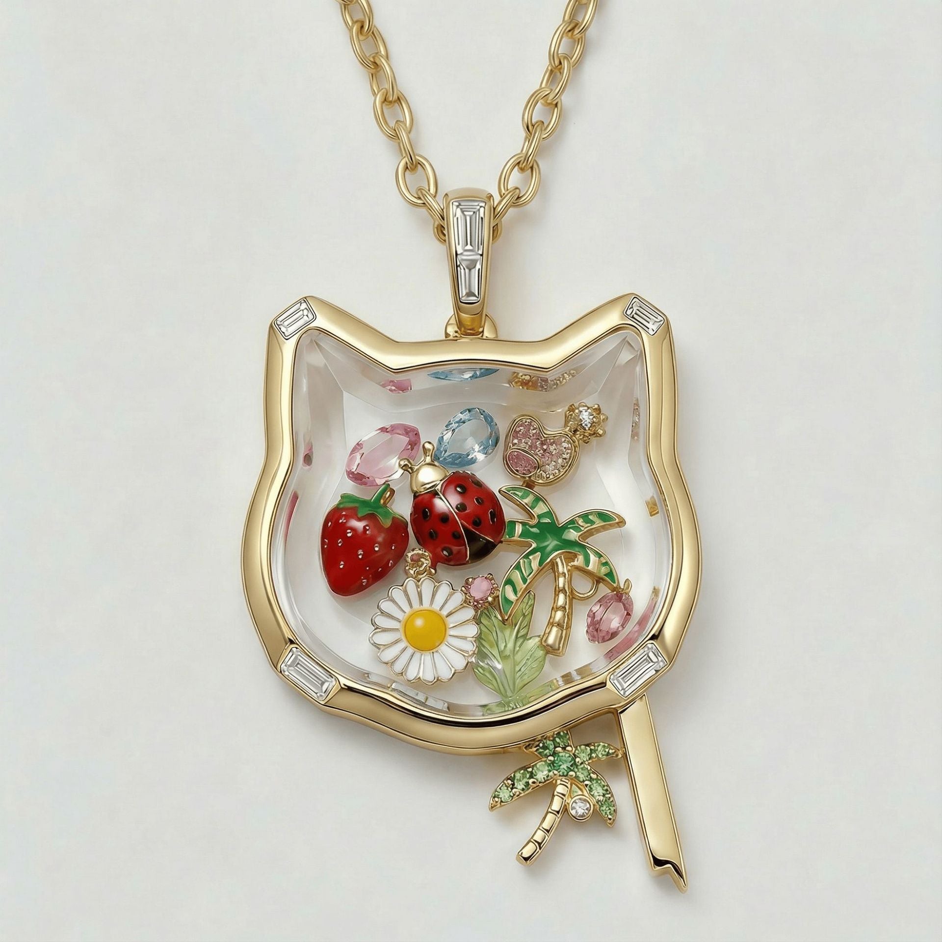Wholesale Cute Fox Glass Openable Locket Pendant Necklace Copper Electroplated European Design Fashion Jewelry For Gifting And Resale