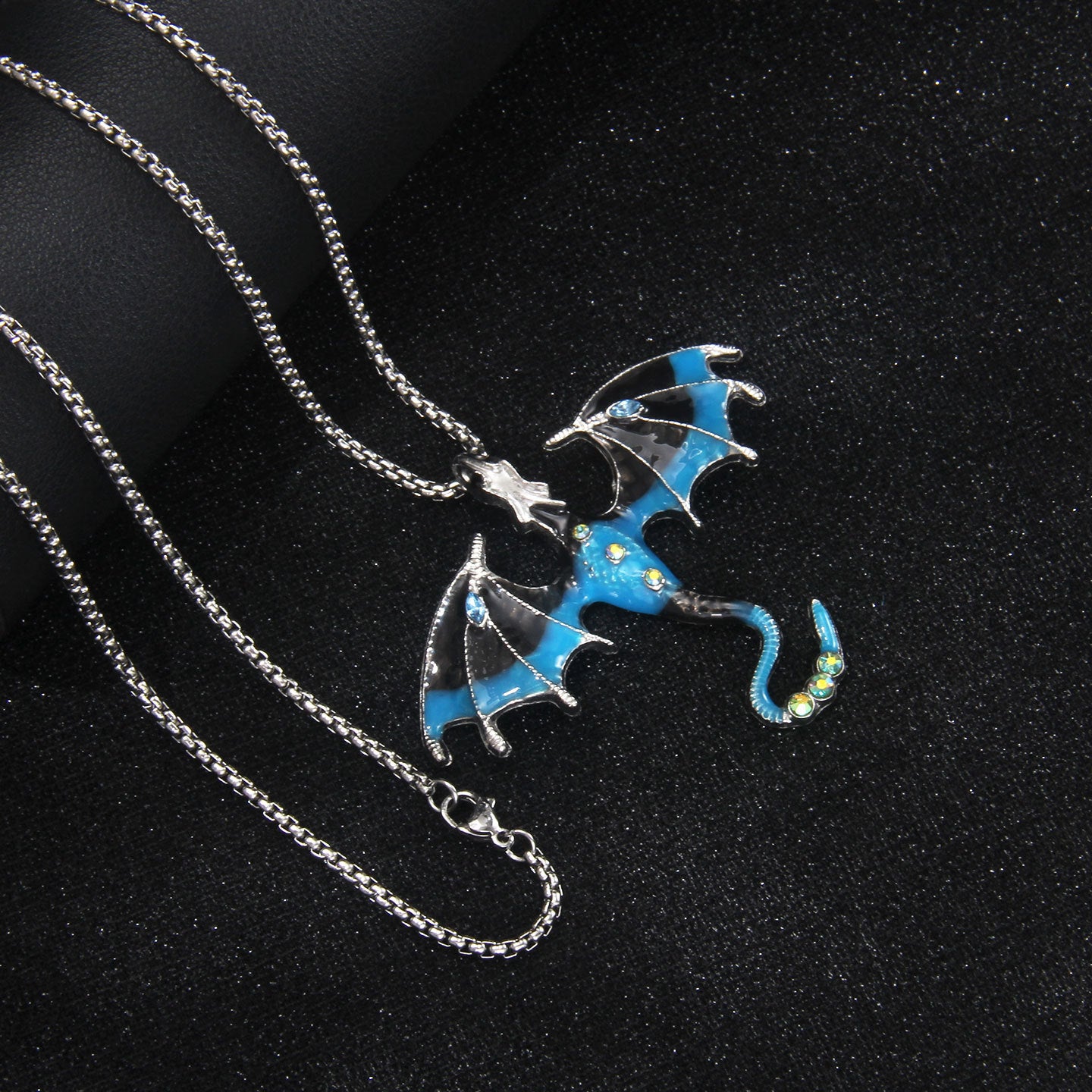 Wholesale Diamond Flying Dragon Stainless Steel Necklace