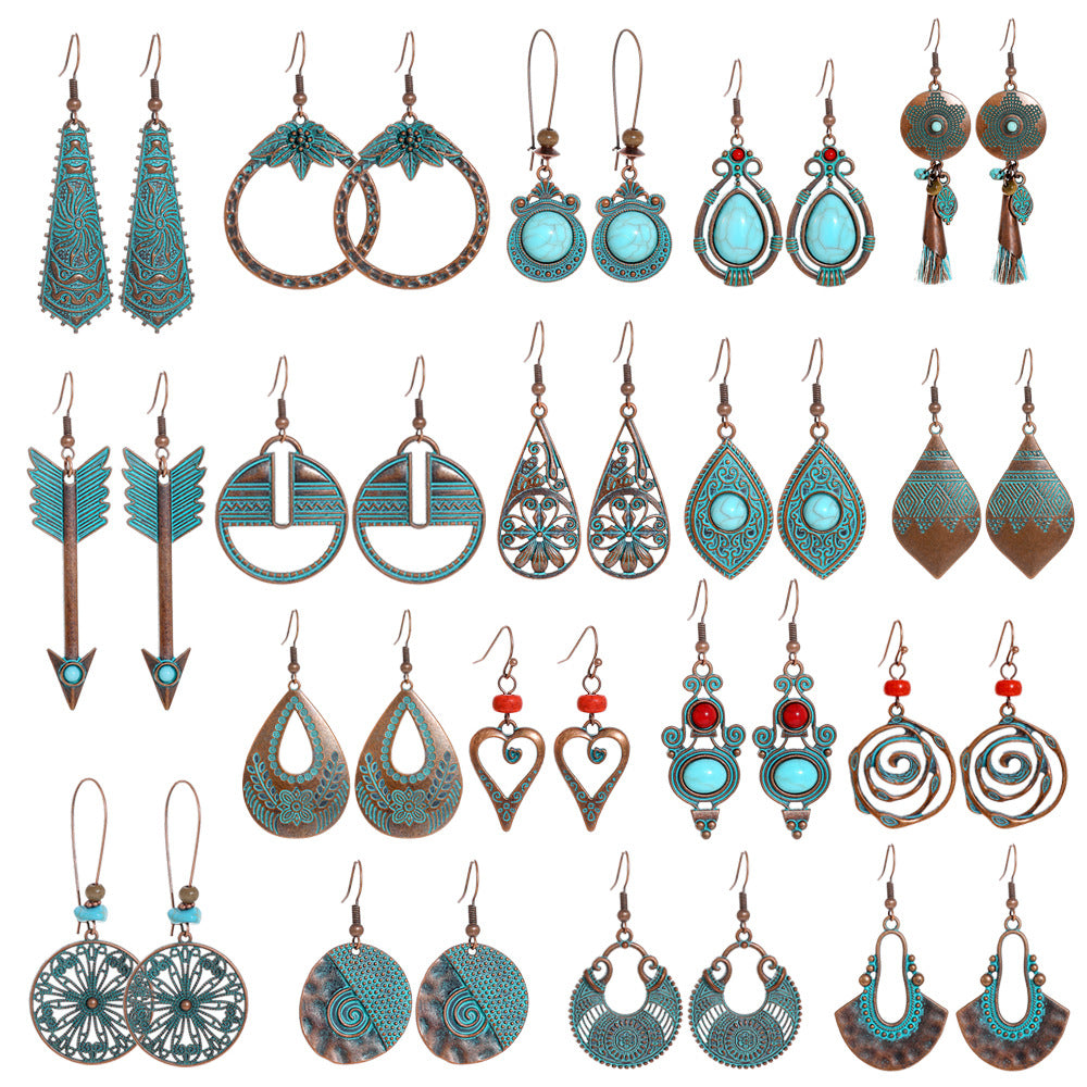Wholesale Ethnic Geometric Retro Earrings Fashion Jewelry Accessory Boutique Gift