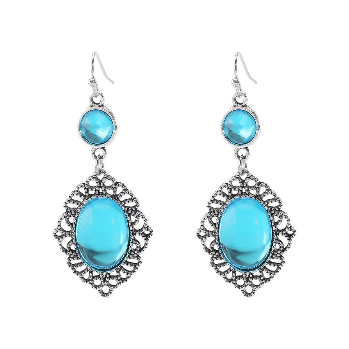 Wholesale Fashionable New Antique Silver Butterfly Oil Drop Earrings Creative Retro Ethnic Style High-End Elegant Earrings