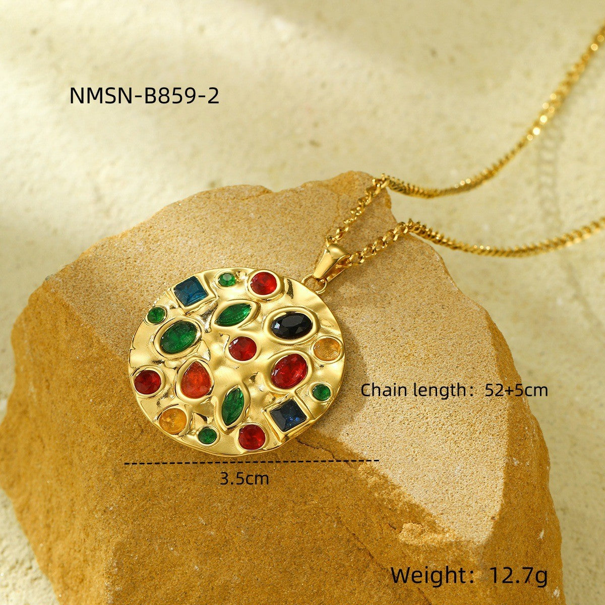 Wholesale  exaggerated stainless steel necklace color zircon love shaped  jewelry