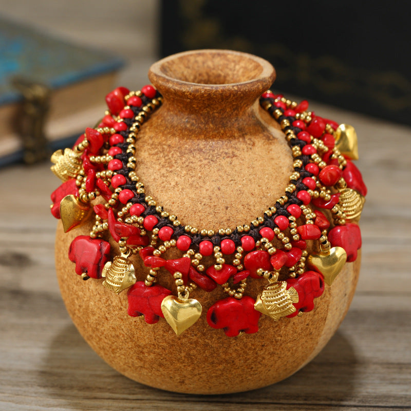 Wholesale Hand-woven ethnic style small elephant bracelet bohemian holiday bracelet anklets