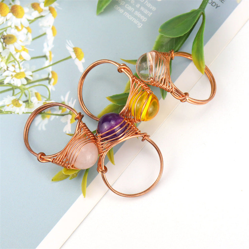 Wholesale hand-woven red agate bead ring