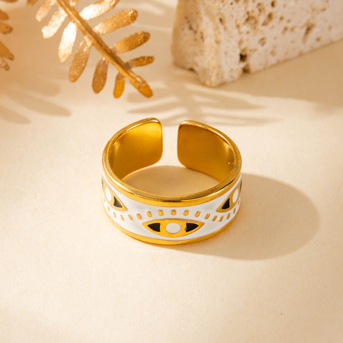 Wholesale Titanium Steel Oil Dropping Wave Adjustable Opening Ring