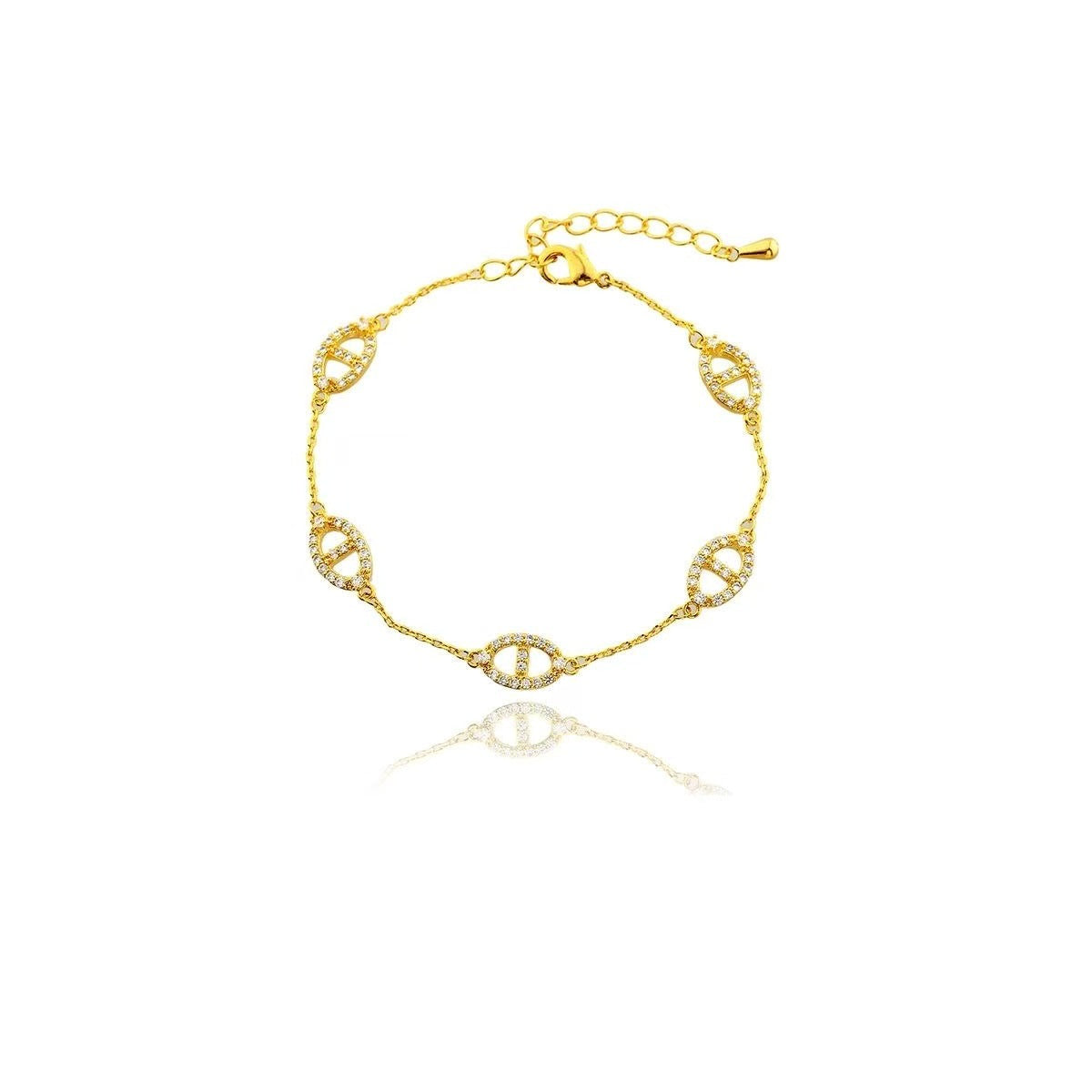 Wholesale French-Style Pig Nose Full Diamond Bracelet for Women,  New Korean Trendy High-End Sweet Jewelry Gift for Best Friend ACCVIP