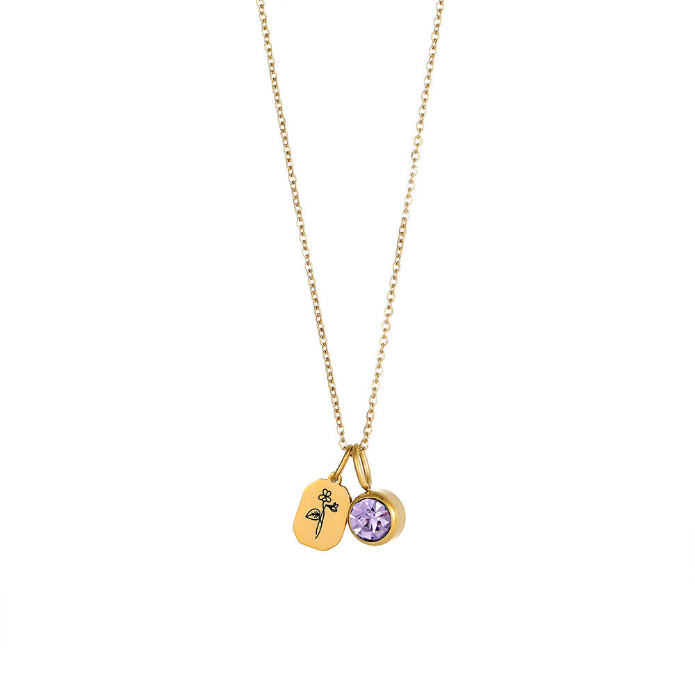 Wholesale Zircon Flower Pendant Stainless Steel  Necklace