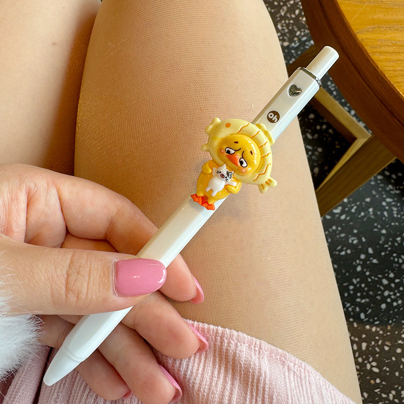 Wholesale Cute Cartoon Yellow Duck with Cute  Heart Student Gel Pen