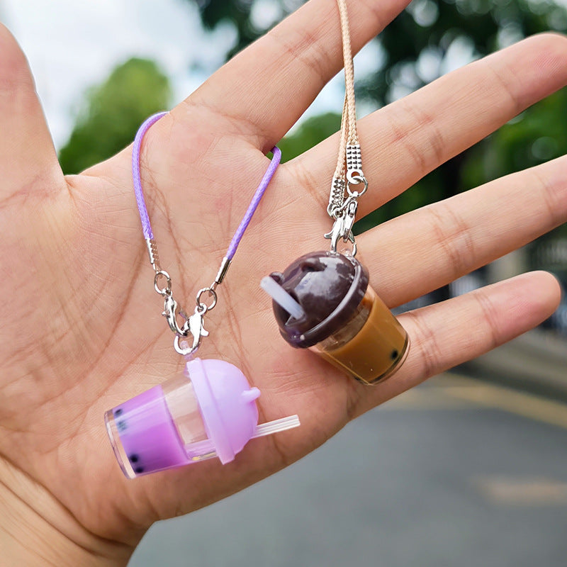 Wholesale pearl milk tea cup cat ear  keychain