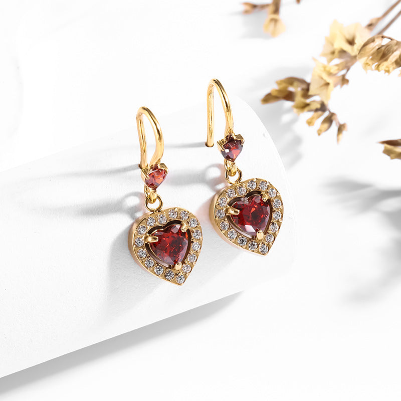 Wholesale 18K Stainless Steel Double Layer Light Luxury Micro Inlaid Zircon Earrings ACC-ES-LianYi001