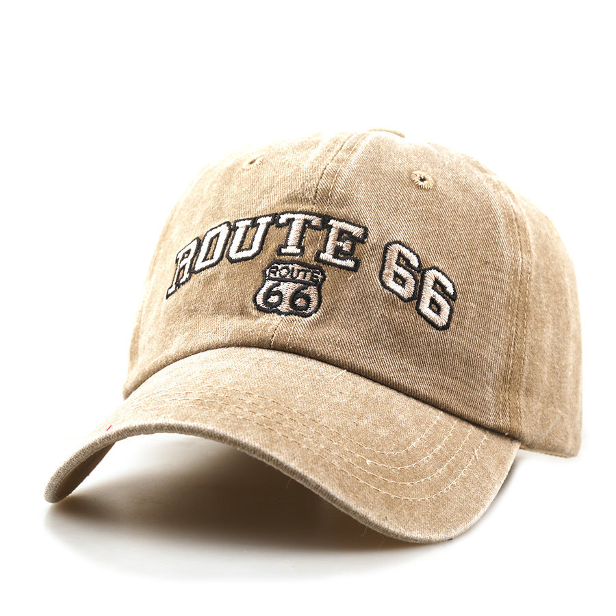 Wholesale Stylish Black Baseball Cap with Route 66 Letter Embroidery,  Outdoor Sun Protection Hat for Sports,  All-Season Casual,  Boutique Resale