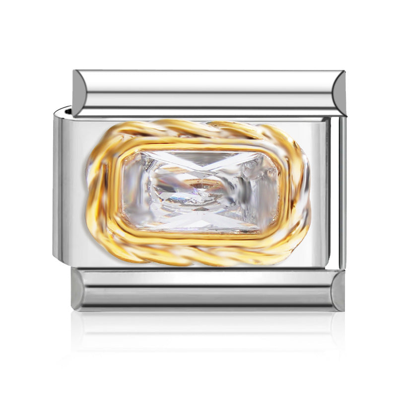 Wholesale 9mm Italian Charm Starter Bracelets DIY square Single Section Creative Stainless Steel Composable Bracelet