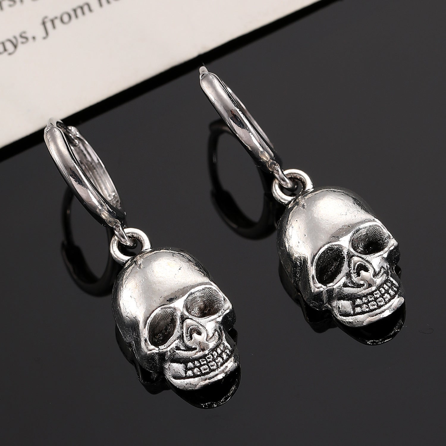 Wholesale Gothic Distressed Skull Crescent Butterfly Earrings Trendy Fashion Accessory for Boutique Resale