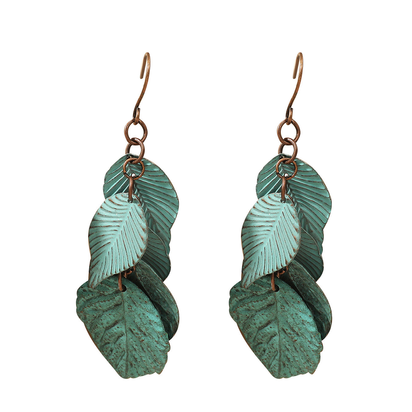Wholesale Vintage Green Alloy Bohemian Floral Hollow Carved Earrings Fashion Accessory Gift