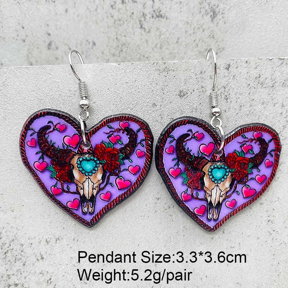 Wholesale Valentine's Day  Leopard Love Pendant Earrings
