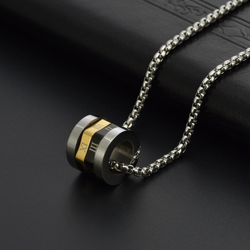 Wholesale Titanium Steel Pendant  Rotatable  Necklace