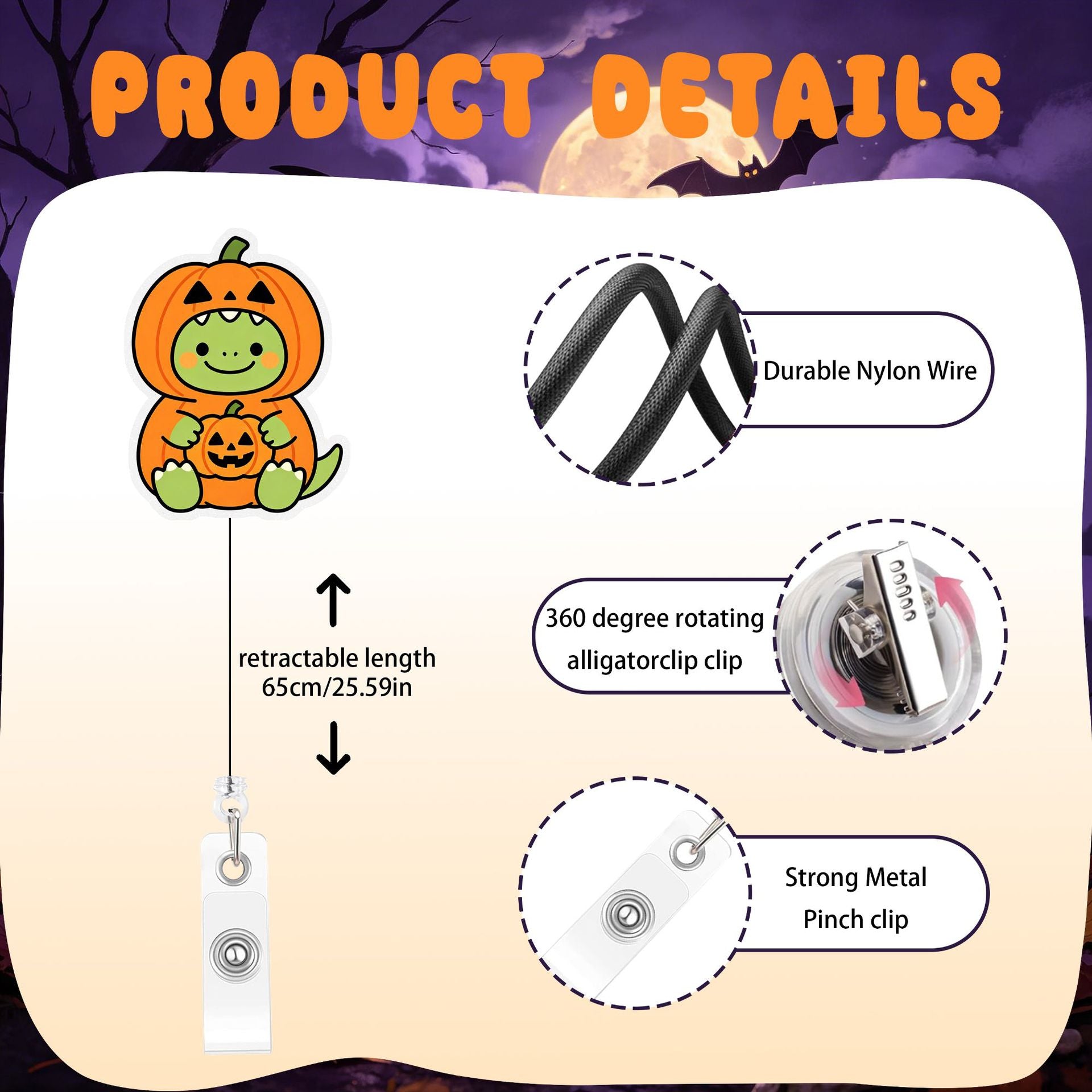Wholesale Plastic Retractable Badge Reel With Cute Cartoon Dinosaur  Design For Office ID Card Holder
