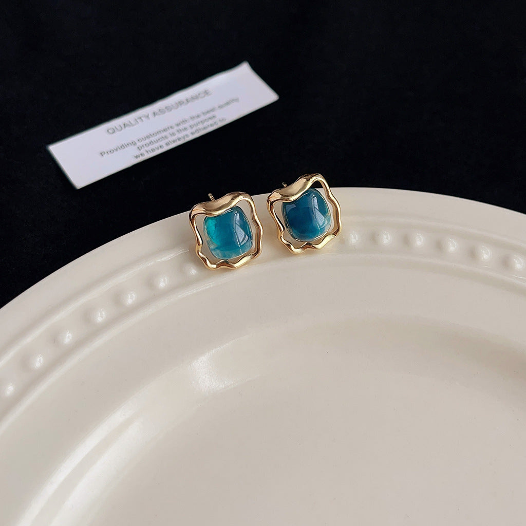 Wholesale Blue oil-drop retro earrings