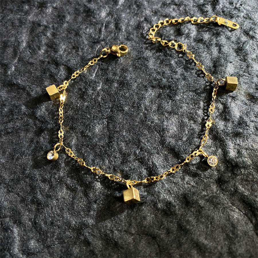 Wholesale Starry Sky Zircon Bracelets Small Cube Titanium Steel Bracelets Luxury Bracelet ACC-BT-YuXun003