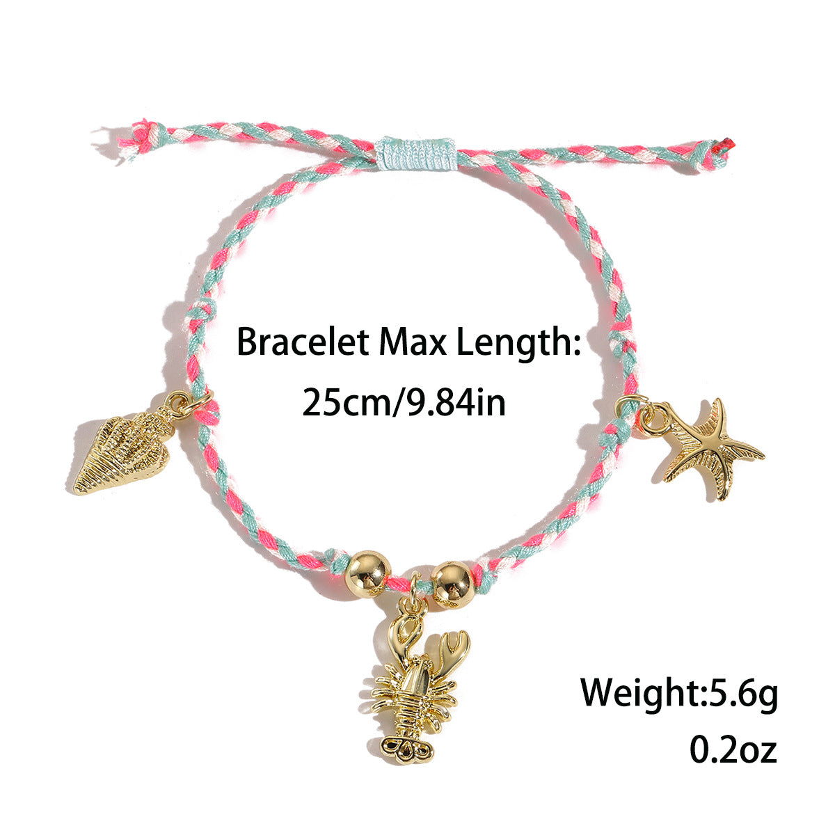Wholesale Bohemian Ocean Style Handwoven Bracelet With Turtle And Starfish Pendants Adjustable Cord Souvenir Gift Jewelry Accessory