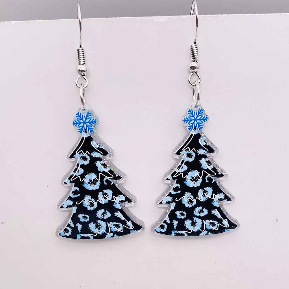 Wholesale Christmas Lights Red Plaid Christmas Tree Acrylic Earrings ACC-ES-ChenY072