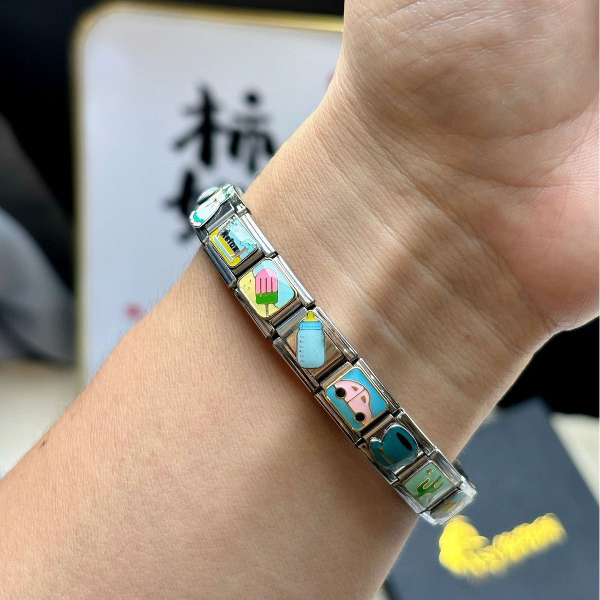 Wholesale Italian Charm Bracelet 9mm DIY Splicing Cartoon Creative Pattern Stainless Steel Composable Bracelet