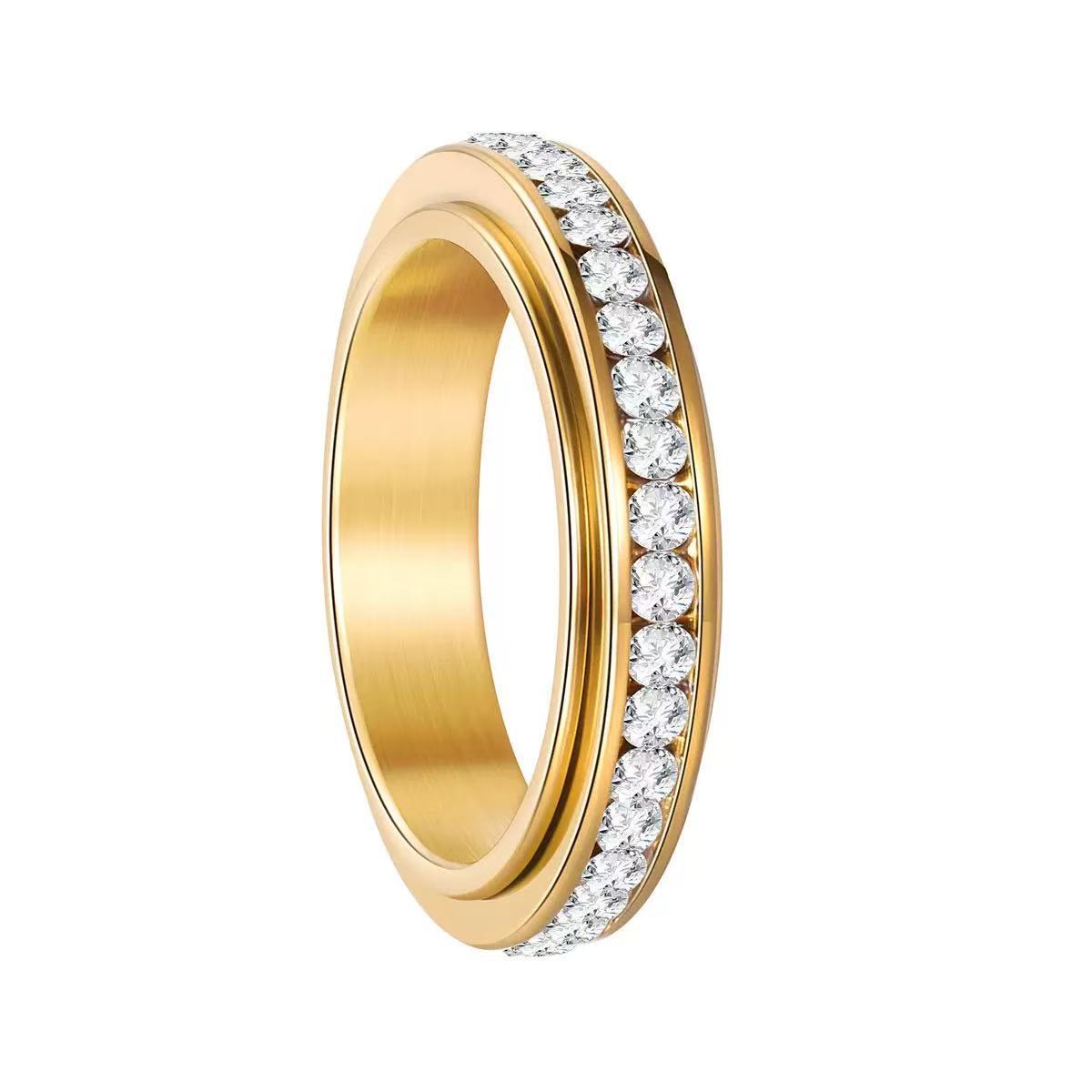 Wholesale Cross-Border Stainless Steel 4mm Rhombus Faceted Ring