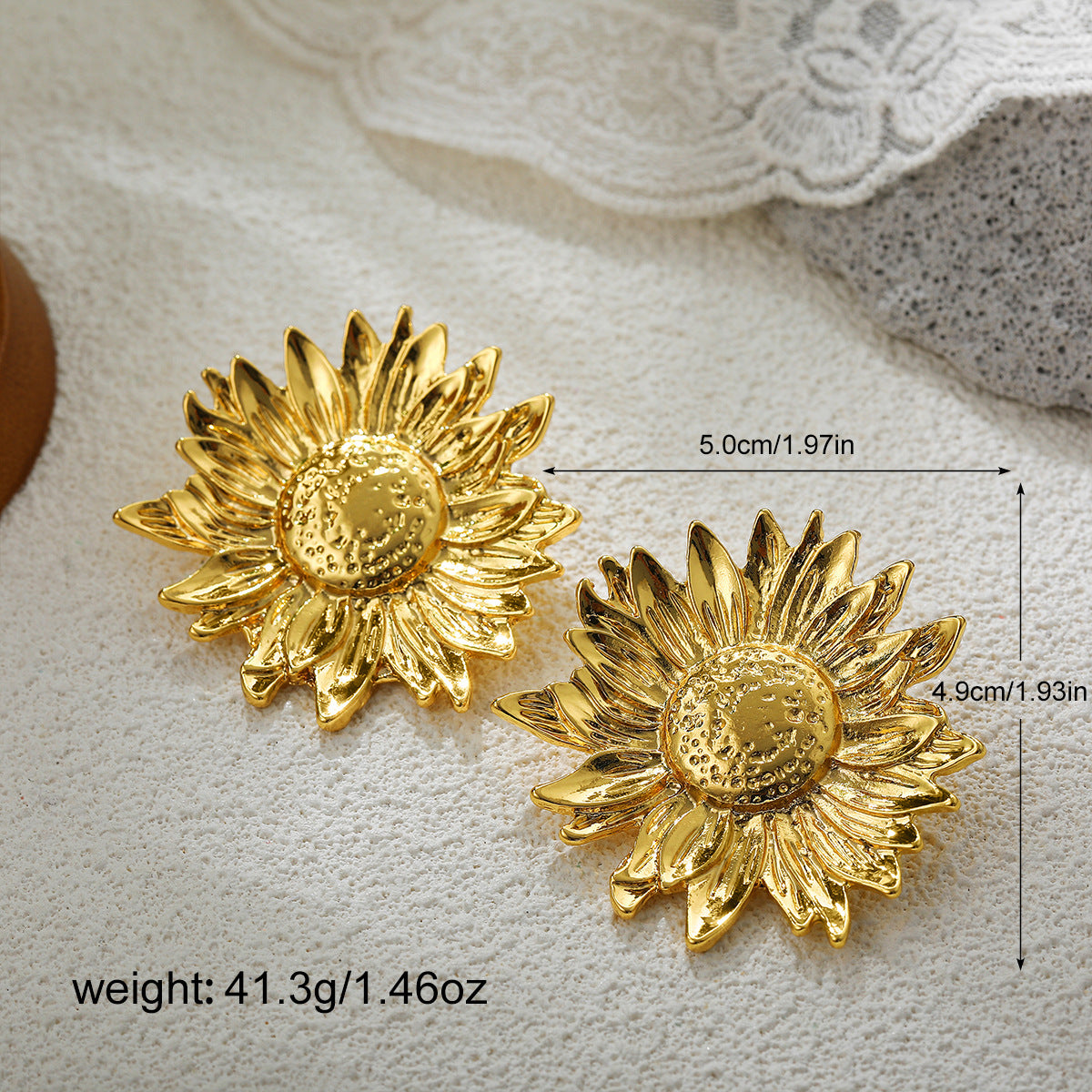 Wholesale 18K gold sunflower retro earrings