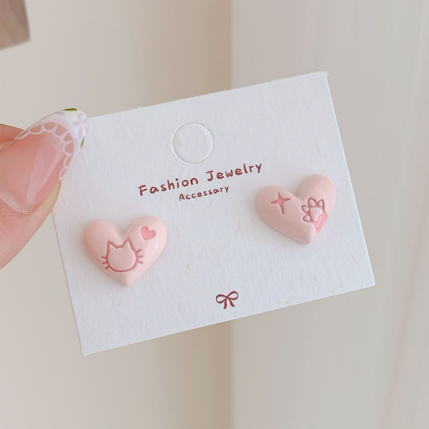 Wholesale Square Graffiti Cat Earrings  Asian Silver Cute Five-pointed Star Butterfly Earrings