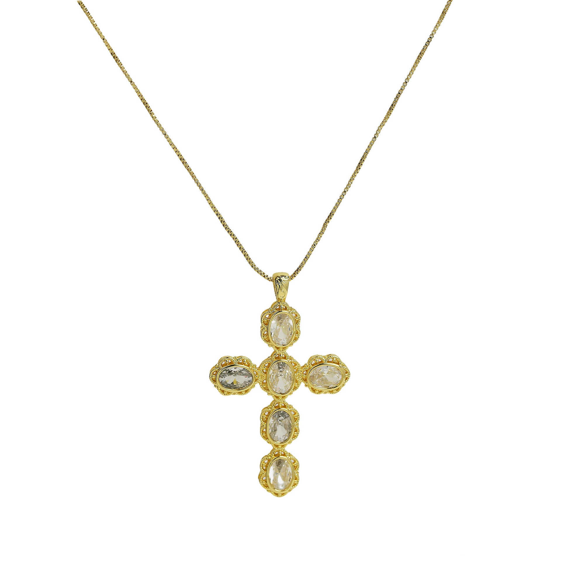 Wholesale 18k Brass Large Zircon Cross Necklaces ACC-NE-BaiYi005