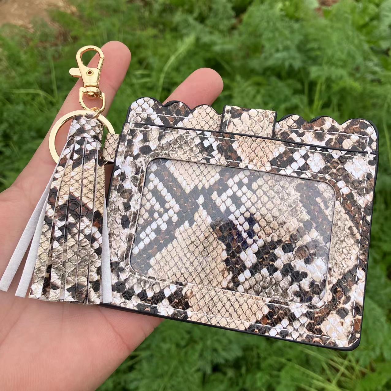 Wholesale Leopard Plaid Solid Color Sunflower Card Holder Keychain ACCVIP-KC-QiuXue004