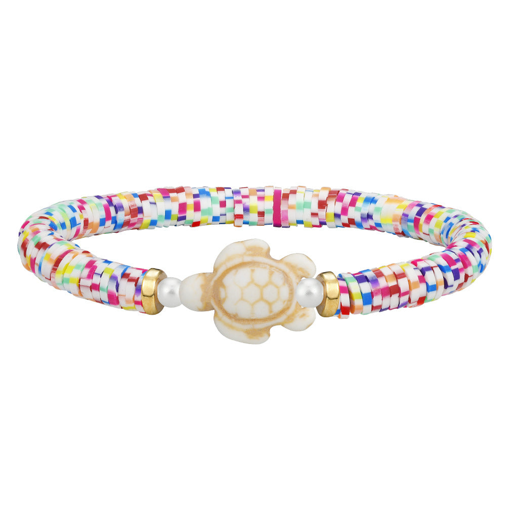 Wholesale polymer clay beaded elastic bohemian style handmade turtle bracelet