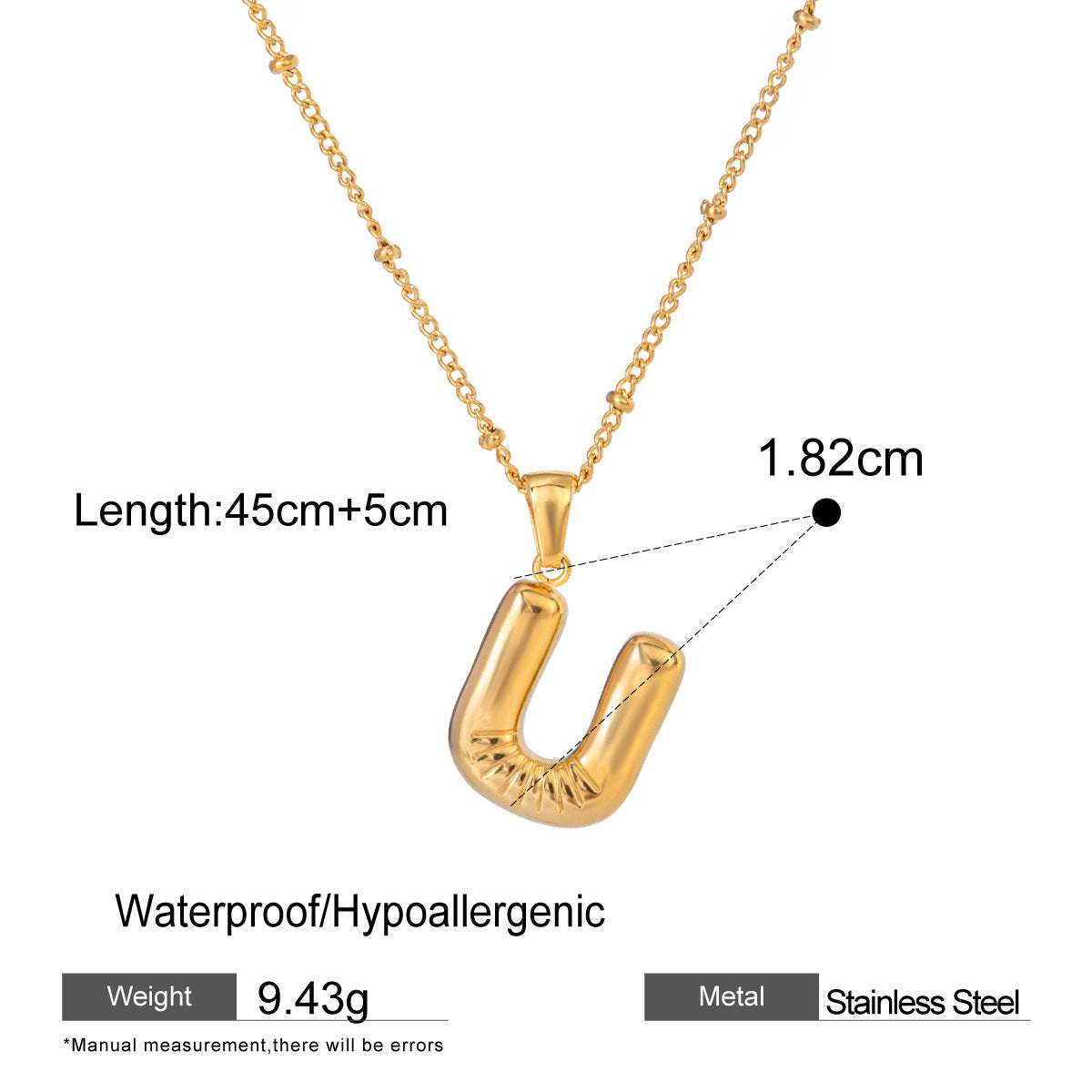 Wholesale Light Luxury Stainless Steel Initial Necklace