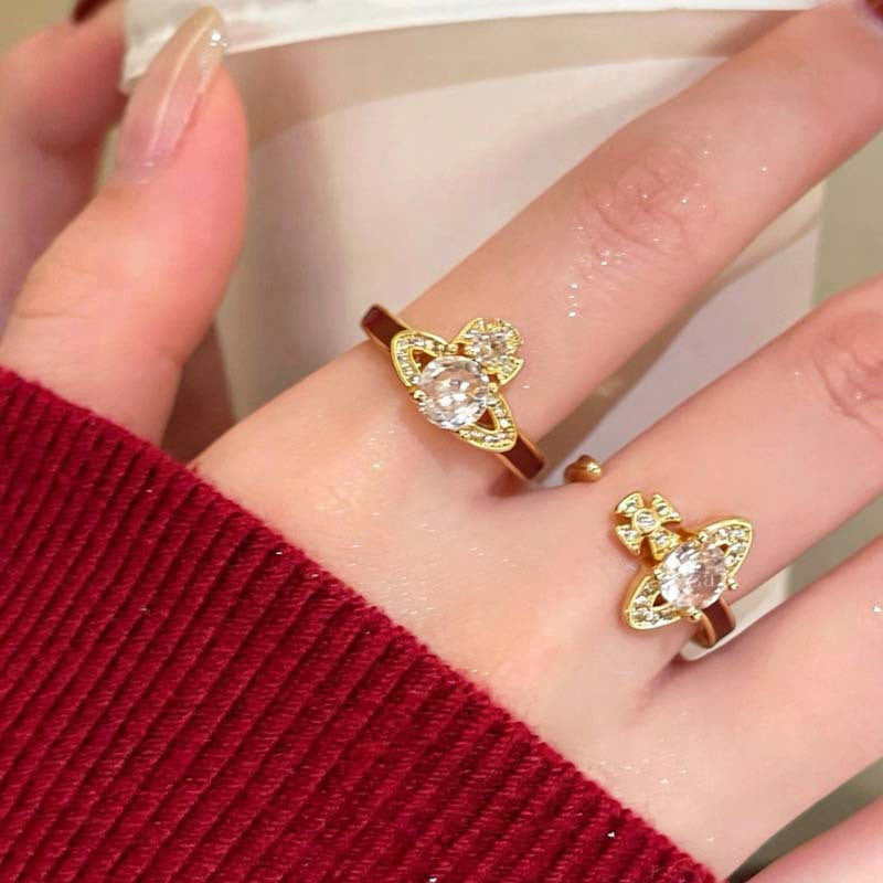 Wholesale Saturn Zircon Gold Open Ring For Women Stackable Party Jewelry Accessory