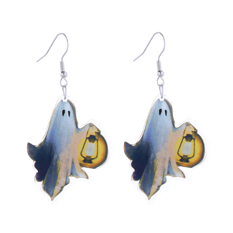 Wholesale Halloween Themed Earrings Funny Ghost Pumpkin Bat  Acrylic Earrings